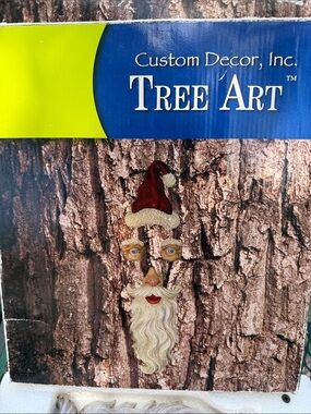 Tree Art Santa Face Wall Decor - Red, White, Cream